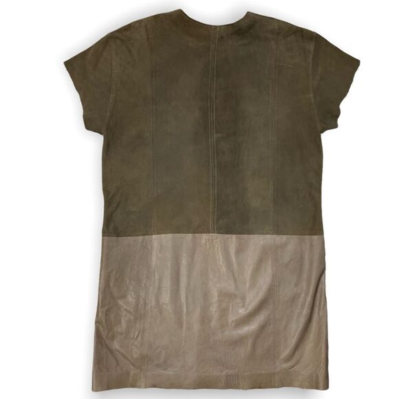 VINCE. Brown Suede Leather Shift Mini Dress Sz L - Picture 5 of 10